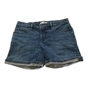 LOFT Womens Denim Jean Shorts Size 2 Relaxed Medium Wash Cuffed Denim Shorts